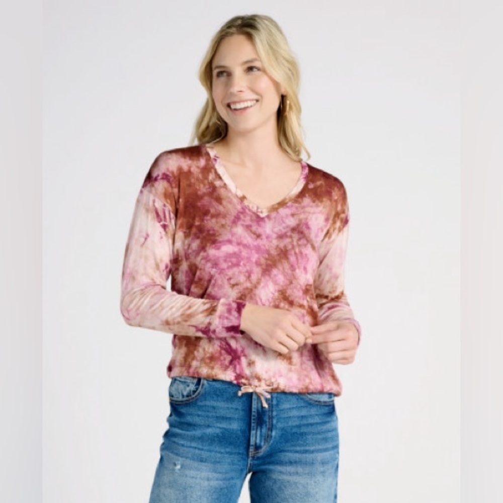 Printed tie-dye Canyon V neck top